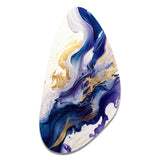 Blue And Gold Splash Paint IV - Asymmetric Metal Wall Art