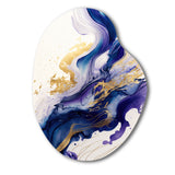 Blue And Gold Splash Paint IV - Asymmetric Metal Wall Art