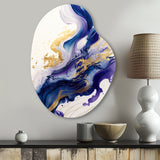 Blue And Gold Splash Paint IV - Asymmetric Metal Wall Art