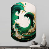 Emerald Green And Gold Abstract Waves I - Asymmetric Metal Wall Art