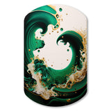 Emerald Green And Gold Abstract Waves I - Asymmetric Metal Wall Art