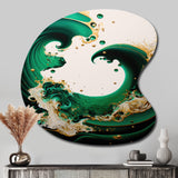 Emerald Green And Gold Abstract Waves I - Asymmetric Metal Wall Art