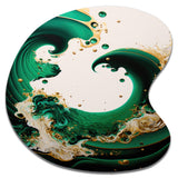 Emerald Green And Gold Abstract Waves I - Asymmetric Metal Wall Art