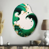 Emerald Green And Gold Abstract Waves I - Asymmetric Metal Wall Art