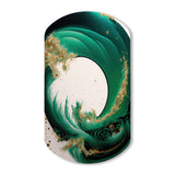 Emerald Green And Gold Abstract Waves III - Asymmetric Metal Wall Art