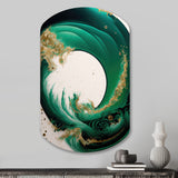 Emerald Green And Gold Abstract Waves III - Asymmetric Metal Wall Art