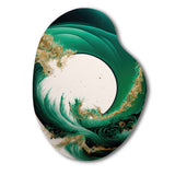 Emerald Green And Gold Abstract Waves III - Asymmetric Metal Wall Art