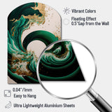 Emerald Green And Gold Abstract Waves IV - Asymmetric Metal Wall Art