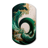 Emerald Green And Gold Abstract Waves IV - Asymmetric Metal Wall Art