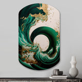 Emerald Green And Gold Abstract Waves IV - Asymmetric Metal Wall Art