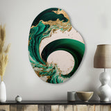 Emerald Green And Gold Abstract Waves IV - Asymmetric Metal Wall Art