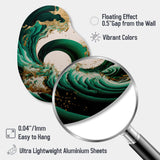 Emerald Green And Gold Abstract Waves IV - Asymmetric Metal Wall Art