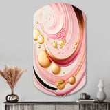 Pink And Gold Abstract Circles II - Asymmetric Metal Wall Art