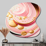 Pink And Gold Abstract Circles II - Asymmetric Metal Wall Art