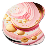 Pink And Gold Abstract Circles II - Asymmetric Metal Wall Art