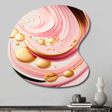 Pink And Gold Abstract Circles II - Asymmetric Metal Wall Art