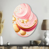 Pink And Gold Abstract Circles II - Asymmetric Metal Wall Art