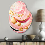 Pink And Gold Abstract Circles II - Asymmetric Metal Wall Art