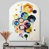 Hexagon And Circular Abstract II - Asymmetric Metal Wall Art