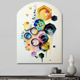 Hexagon And Circular Abstract II - Asymmetric Metal Wall Art