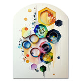 Hexagon And Circular Abstract II - Asymmetric Metal Wall Art