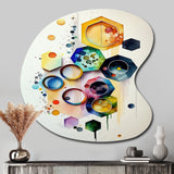 Hexagon And Circular Abstract II - Asymmetric Metal Wall Art