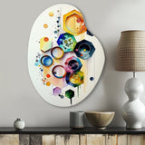 Hexagon And Circular Abstract II - Asymmetric Metal Wall Art