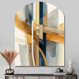 Modern Blue And Gold Abstract I - Asymmetric Metal Wall Art