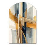 Modern Blue And Gold Abstract I - Asymmetric Metal Wall Art