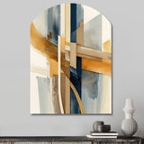 Modern Blue And Gold Abstract I - Asymmetric Metal Wall Art