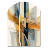 Modern Blue And Gold Abstract I - Asymmetric Metal Wall Art