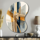 Modern Blue And Gold Abstract I - Asymmetric Metal Wall Art