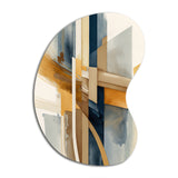 Modern Blue And Gold Abstract I - Asymmetric Metal Wall Art