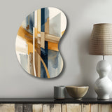 Modern Blue And Gold Abstract I - Asymmetric Metal Wall Art