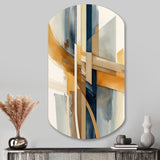 Modern Blue And Gold Abstract I - Asymmetric Metal Wall Art