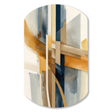 Modern Blue And Gold Abstract I - Asymmetric Metal Wall Art