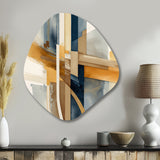 Modern Blue And Gold Abstract I - Asymmetric Metal Wall Art