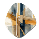 Modern Blue And Gold Abstract I - Asymmetric Metal Wall Art