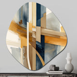 Modern Blue And Gold Abstract I - Asymmetric Metal Wall Art