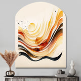 Burnt Orange Waves Abstract IV - Asymmetric Metal Wall Art