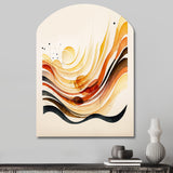 Burnt Orange Waves Abstract IV - Asymmetric Metal Wall Art