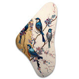 Multicolor Birds On Plum Blossoms Tree II - Asymmetric Metal Wall Art