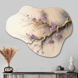 Pink And Plum Cherry Blossom Branch V - Asymmetric Metal Wall Art