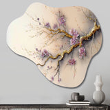 Pink And Plum Cherry Blossom Branch V - Asymmetric Metal Wall Art