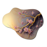 Pink And Plum Cherry Blossom Branch VII - Asymmetric Metal Wall Art