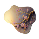 Pink And Plum Cherry Blossom Branch VII - Asymmetric Metal Wall Art