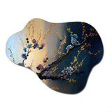 Blue Cherry Blossom Branch I - Asymmetric Metal Wall Art