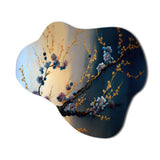 Blue Cherry Blossom Branch I - Asymmetric Metal Wall Art