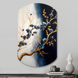 Blue Cherry Blossom Branch VI - Asymmetric Metal Wall Art