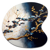 Blue Cherry Blossom Branch VI - Asymmetric Metal Wall Art